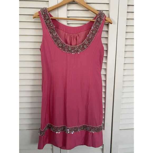 Lilly Pulitzer Jubilee Collection Beaded Shift Dress Pink White 4 Small - Picture 1 of 11